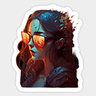 Chiaroscuro girl Sticker